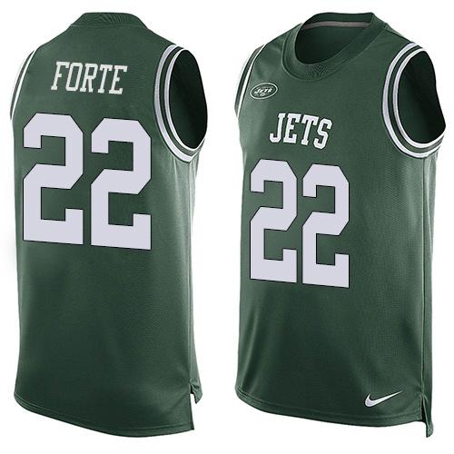 Nike Jets #22 Matt Forte Green Team Color Men's Stitched NFL Limited Tank Top Jersey - Click Image to Close